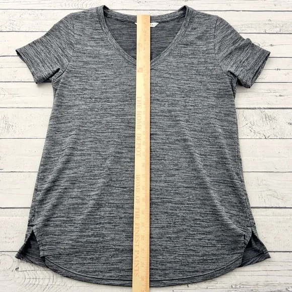 Athleta Top Women M Gray Space Dye Breezy Scoop V Neck Cap Sleeve Gym Shirt - Picture 5 of 8